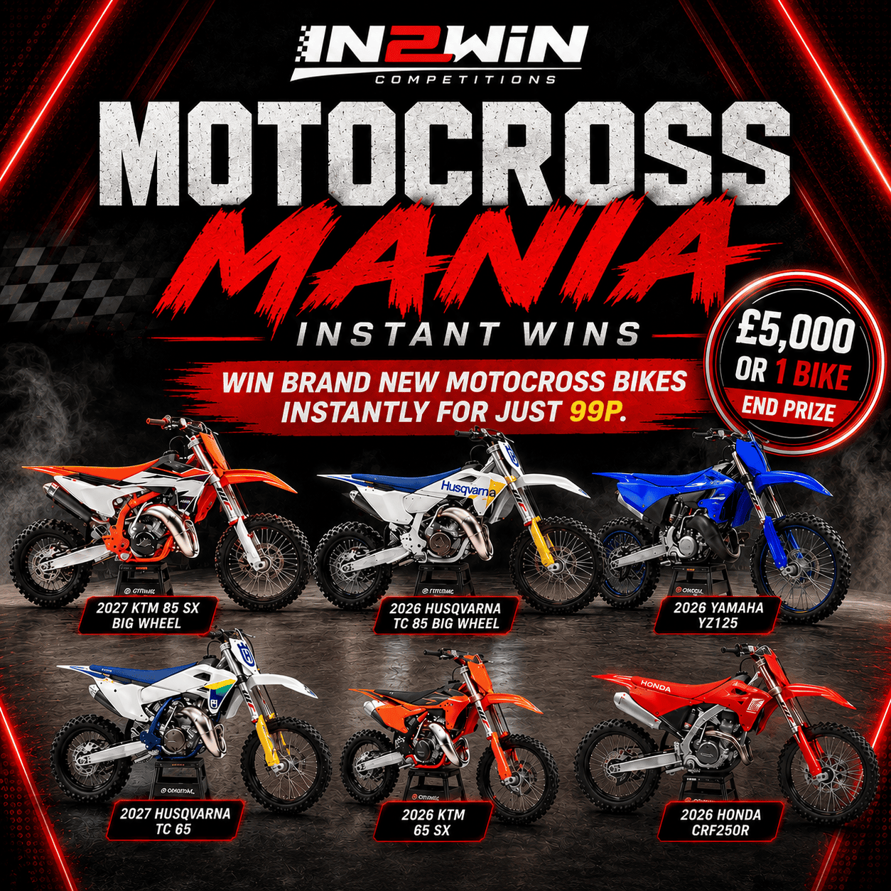 Motocross Mania Instant Wins – 6x Brand New Bikes To Be Found!
